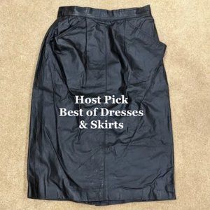 Vintage Black Leather Skirt with Pockets by Schrader